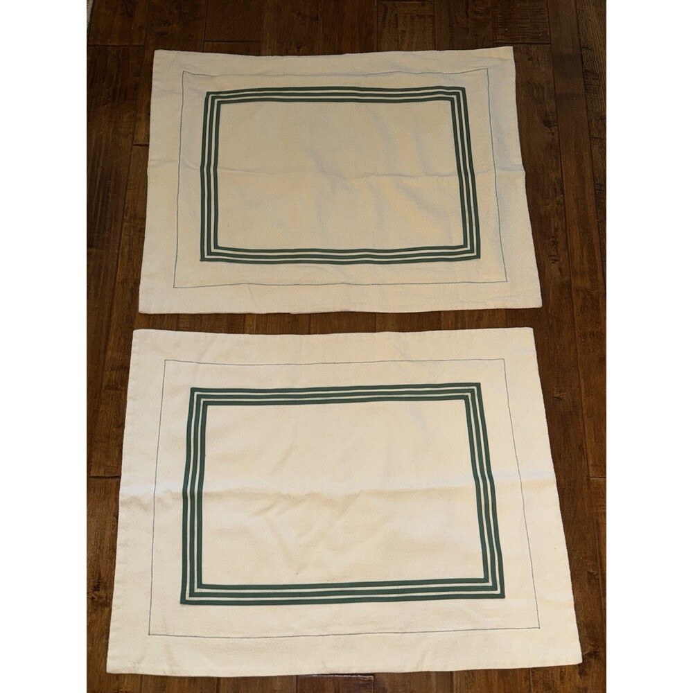 JANE WILNER Pair 2 Pillow Shams Haute Couture Linens 3 Band Tape W/ Flange